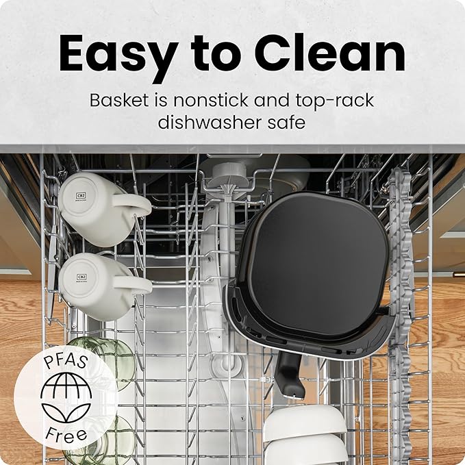 CHEFMAN 2 Qt Mini Air Fryer – Digital Space-Saving Compact Air Fryer with Nonstick and Dishwasher Safe Basket, Quick & Easy Meals in Minutes, Features Digital Timer and Shake Reminder – Black