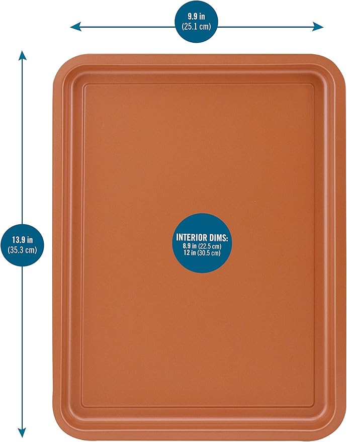 G & S Metal Products Company Baking with G&S Nonstick Crisper Basket with Baking Pan, Copper, 2 Piece Set, Durable and Easy to Use (Pack of 2)