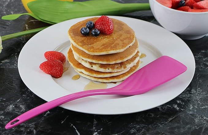 Reston Lloyd 100% Melamine Kitchen Utensil Set, Non Scratching Ladle, Spoon, Slotted Spoon & Spatula, Easy To Hold, Set of 4, Magenta