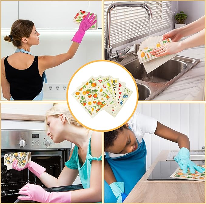 Patelai 6 Pcs Swedish Dishcloth for Kitchen Fruit Swedish Dish Towels Swedishs Dish Cloths Absorbent Reusable Paper Towels Washable Cleaning Cloths No Odor for Kitchen Decor