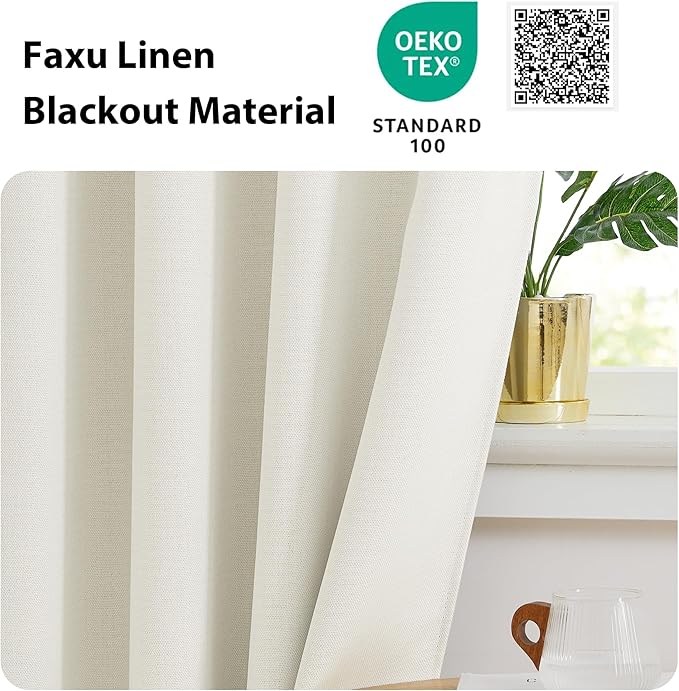NICETOWN Kitchen Door Curtains 30 inch Length, Natural Linen Blended Glass Classroom Window Decor Room Darkening Privacy Shades for Patio French Door Skylight, W10 x L30 inch, 1 Panel