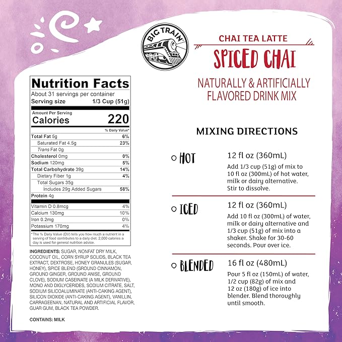 Big Train Spiced Chai Tea Latte Beverage Mix, 3.5 Pound (Pack of 1)