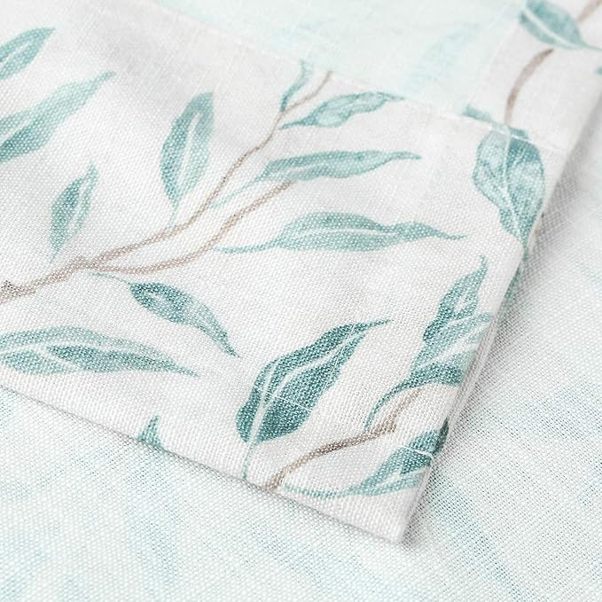 VOGOL Blue Valances for Windows, Lovely Leaf Print Window Shades Rod Pocket Kitchen Valances for Windows Farmhouse Cafe, 52 x 12, One Piece