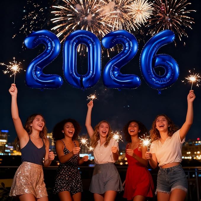 2026 Navy Blue Balloons, 40" Large Navy Blue 2026 Balloons Helium Mylar Foil Balloons for 2026 New Year Christmas Graduation Party Decoration