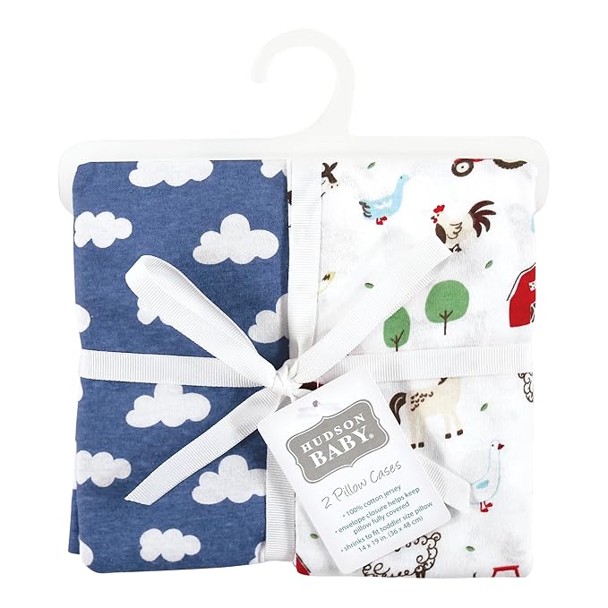Hudson Baby Unisex Baby and Toddler Cotton Toddler Pillow Case, Boy Farm Animals, One Size