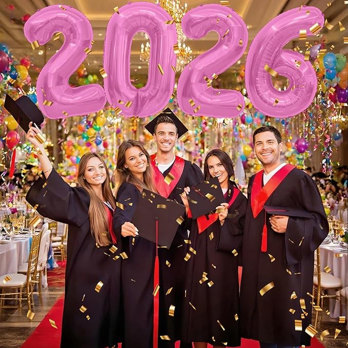 Pink 2026 Balloons, 2026 Number Balloons, 40 Inch Large Foil Graduation Balloon 2026 Numbers for Graduation Decorations Class of 2026, Props, Birthday, Anniversary, New Year Eve Party Decorations