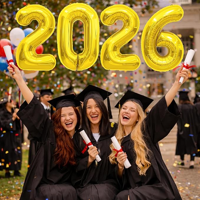 Graduation Decorations 2026-2026 Numbers Gold Balloon 40 Inch - Graduation Party Supplies Favors Decor | Festival Balloon Backdrop Banner Sign - Chinese New Years Decorations 2026