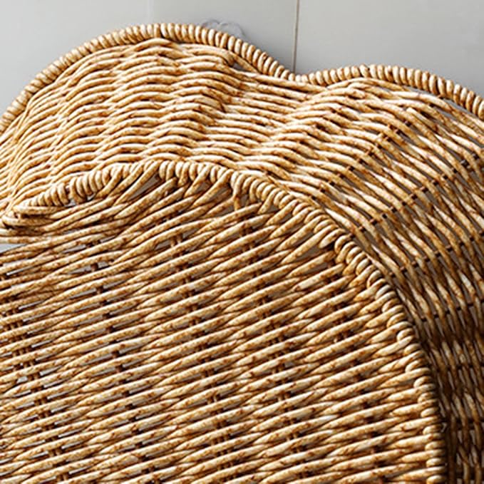 Wicker Round Basket, Scalloped Serving Wicker Basket, Household Food Display Tray Shell-Curved Scalloped Woven Tray, Seagrass Rattan Tray For Coffee Table Organizing