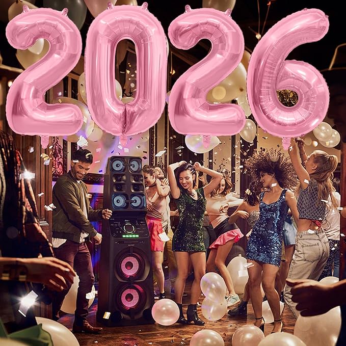 2026 Balloons New Years Eve Party Supplies - 40" Large 2026 Pink Foil Number Balloon New Years Decorations Graduation Balloons Class of 2026 Happy New Year Birthday Anniversary Graduation Decorations