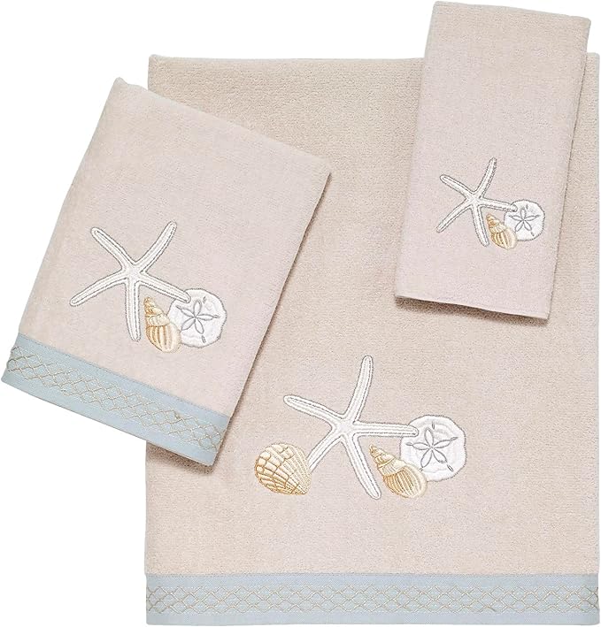 Avanti Linens - Hand Towel, Soft & Absorbent Cotton Towel, Beach Inspired Bathroom Accessories (Seaglass Collection)