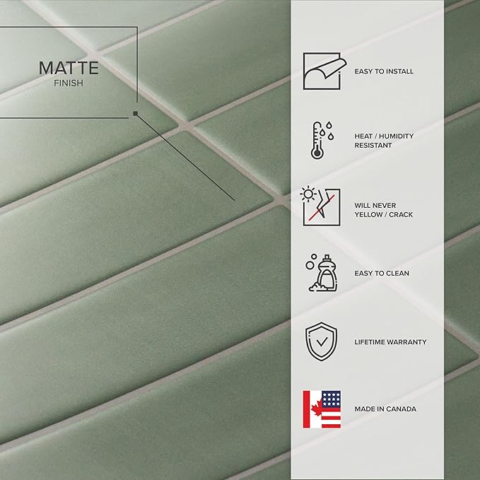 SMART TILES Peel and Stick Backsplash - 5 Sheets of 11.43" x 9" - 3D Adhesive Peel and Stick Tile Backsplash for Kitchen, Bathroom, Wall Tile