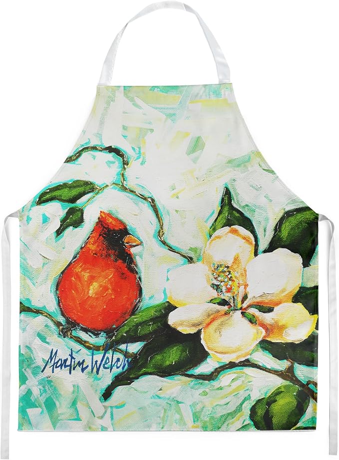 Caroline's Treasures Cardinal Aqua Apron Cooking Kitchen Server Baking Crafts Gardening for Adult Women Men, Unisex, Large, Multicolor