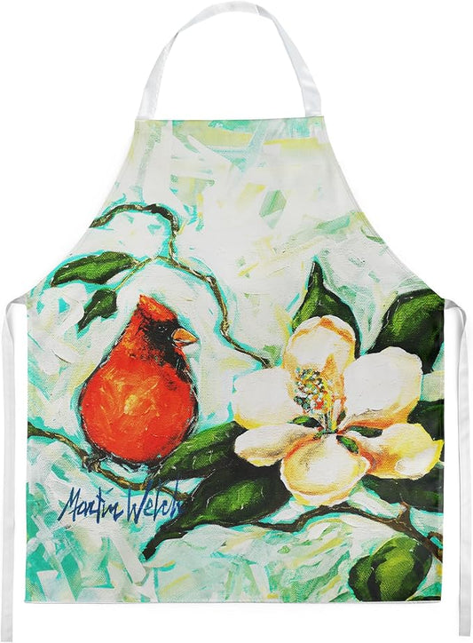 Caroline's Treasures Cardinal Aqua Apron Cooking Kitchen Server Baking Crafts Gardening for Adult Women Men, Unisex, Large, Multicolor