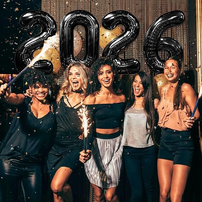 16 Inch 2026 Balloons Black, Number Balloons 16 Inch, New Years Balloons for 2026 New Years Graduation Decorations Home Office Decoration