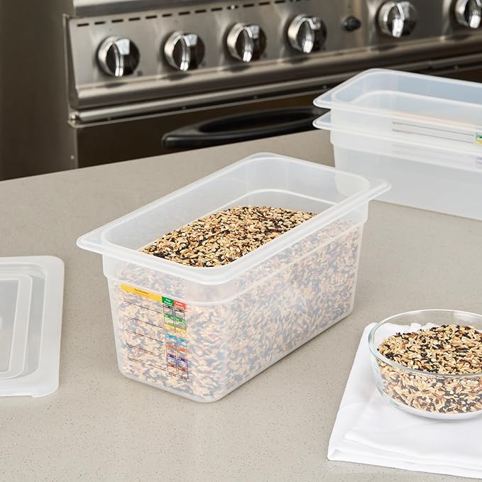 Restaurantware Food Storage Container 10 Pack of 12.7 x 6.8 x 5.9 Inches Plastic Stackable Storage Box White Reusable Label Container Dishwasher Safe For Restaurants And Kitchens