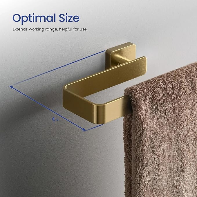 KIBI Blaze 10-Inch Bathroom Towel Bar – Solid Brass, Wall Mounted Hand Towel Holder, Sleek Modern Design, Rust-Resistant, Perfect for Bathroom, Vanity & Kitchen Sink Area (Brushed Brass) (KBA16)