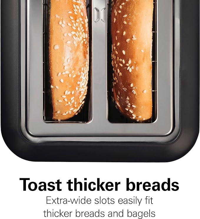 Hamilton Beach Gourmet 2 Slice Slot Toaster with Extra Long & Wide Slots,Sure-Toast Technology,Shade Selector with 7 Browning Levels,Bagel Setting,Matte Black and Stainless Steel (22996),(Pack of 2)