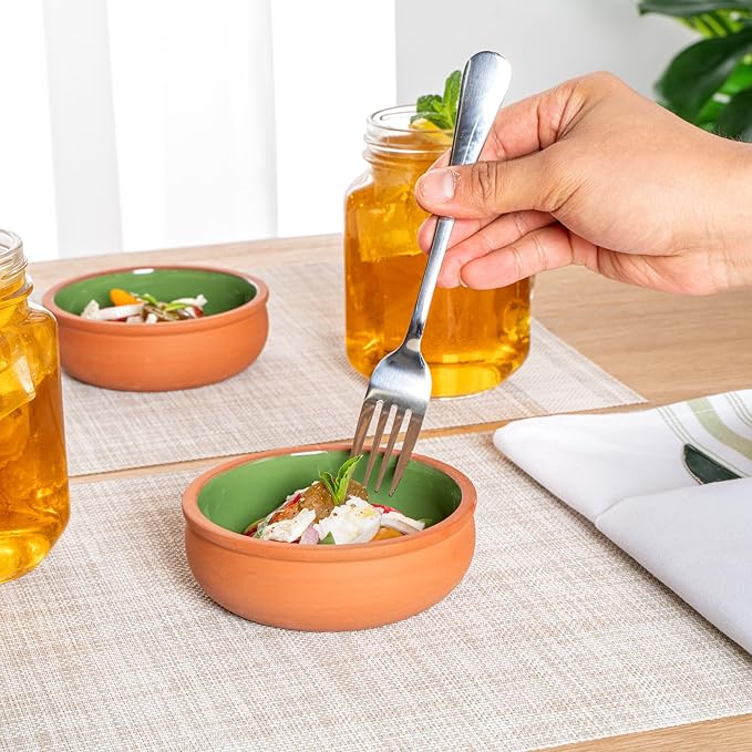 Restaurantware Terracotta Cazuela Bowls 2 Pack of 7 oz Durable Rustic Serving Dish Glazed Oven-Safe Bowl Freezer-Safe Tapas Dish Microwave-Safe Dishwasher-Safe