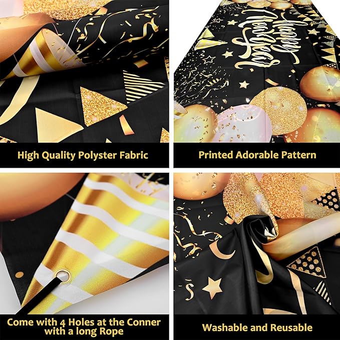KatchOn, New Years Eve Party Supplies 2026 Set - Pack of 42 | Black and Gold New Year Banner | New Year Foil Balloons | New Years Eve Balloon Arch Kit | Nye Decorations 2026 | New Years Eve Party Kit