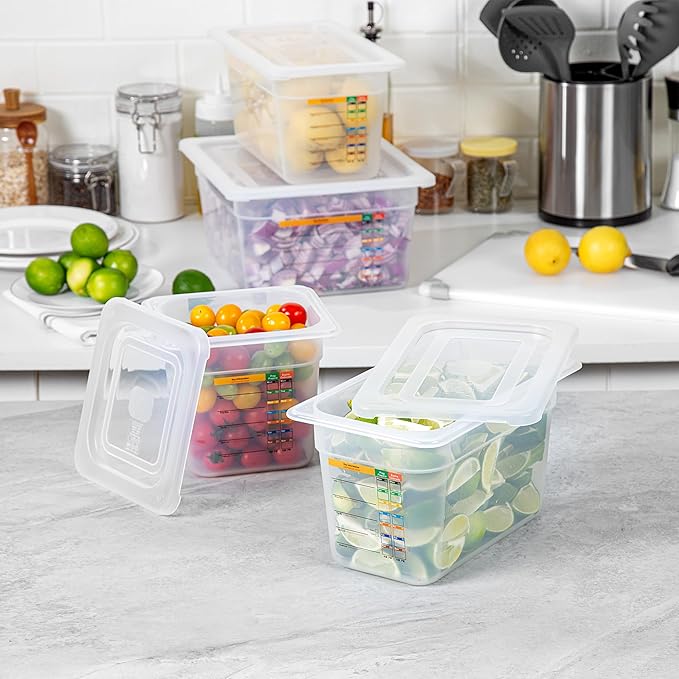 Restaurantware Food Storage Containers 4-Piece with Labels Airtight Seal Food Storage Lids Microwave-Safe Polypropylene Container Translucent