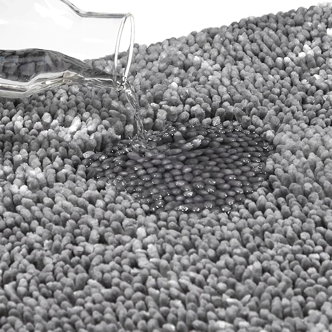 Town & Country Basics Spa Step Noodle Solid Bathroom Toilet Lid Cover, Plush, Soft, and Absorbent, Machine Washable, Dark Grey, 18.5"x19.6"