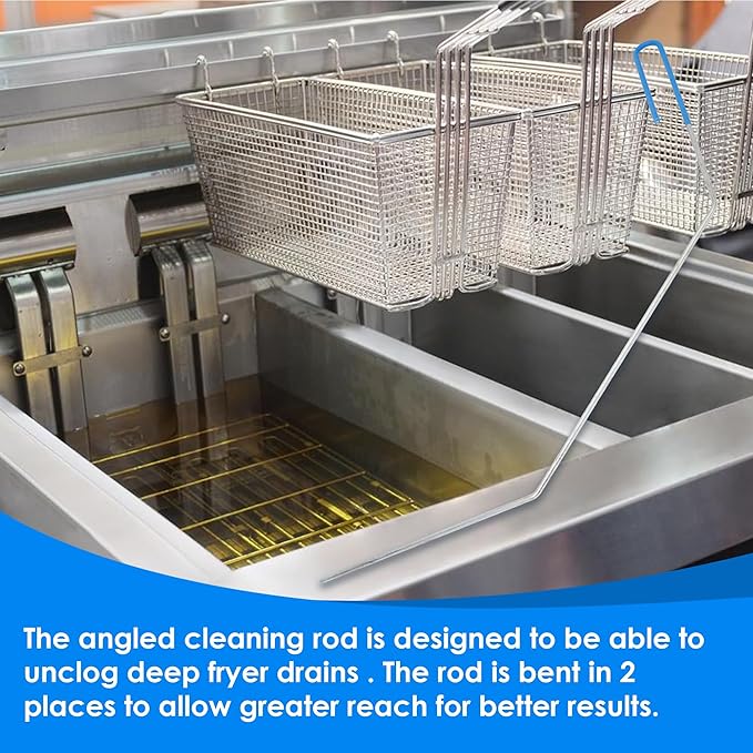Deep Fryer Cleaning Tools Set of 3 Stainless Steel L-Shaped Fryer Cleaning Brush Kitchen Fryer Cleanout Rod Deep Fryer Basket Cleaning Brush Kit for Kitchen Restaurant Bakery