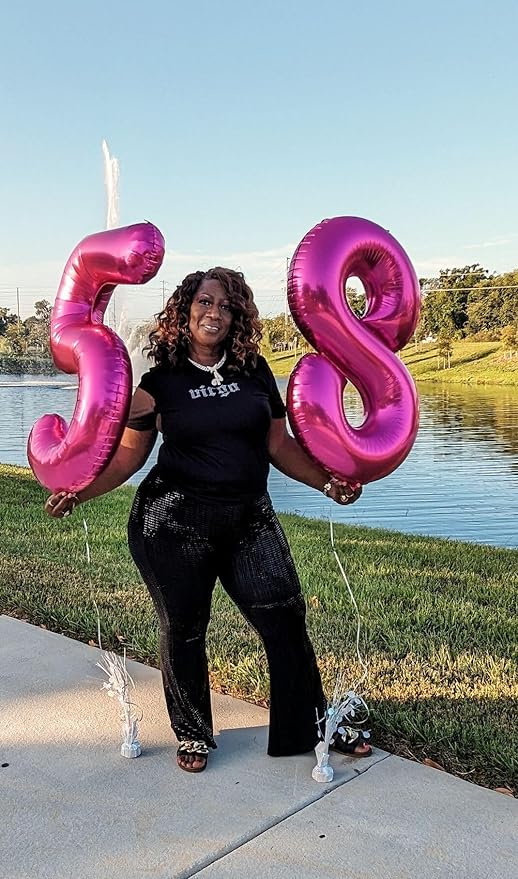 Numbers 8 Balloon 40 Inch, Hot Pink Birthday Decorations For Women Men, Number Balloons for 8, 18, 28 Wedding, Anniversaries, Celebration, Graduation