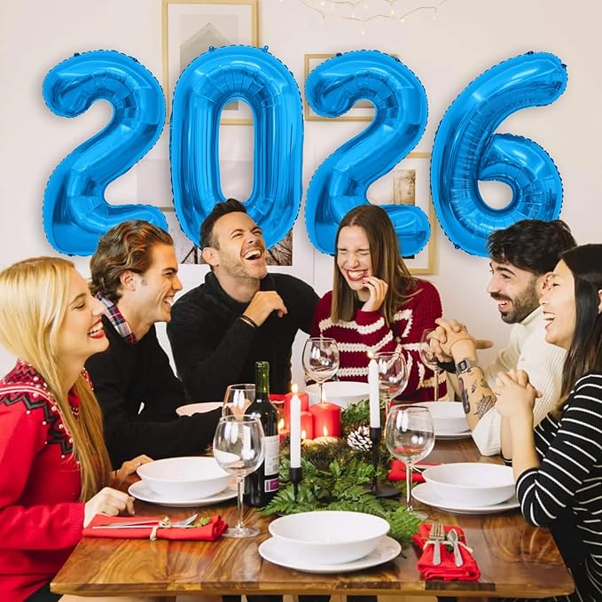 2026 Balloons, 40 inch 2026 Blue Number Balloons, 2026 Happy New Years Decorations, Large Foil Balloons Number for New Years Eve Party Supplies 2026, Class of 2026 Graduation Decorations
