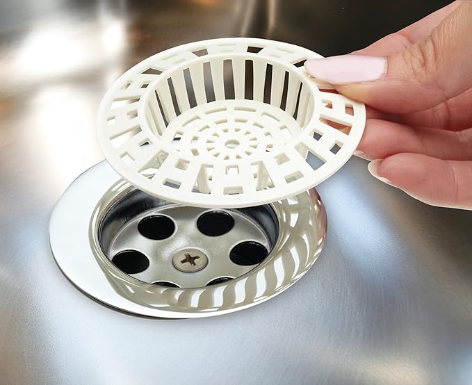 KitchenCraft SINKSTRAINER Sink Strainer/Drain Hair Catcher Set, Plastic, Pack of 2, White