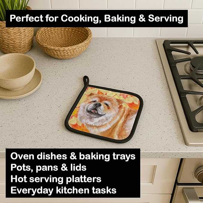 Caroline's Treasures BB9956PTHD Cane Corso Fall Pair of Pot Holders, Yellow Kitchen Heat Resistant Pot Holders Sets Oven Hot Pads for Cooking Baking BBQ, 7 1/2 x 7 1/2
