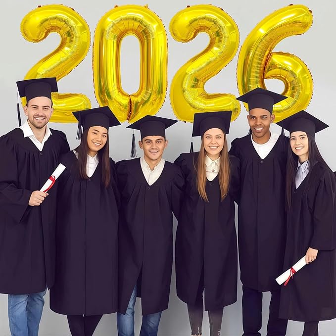 Gold 2026 Balloons, 40 Inch 2026 Number Balloon Foil New Year Balloon Numbers for New Years Eve Party Graduation Party Decoration