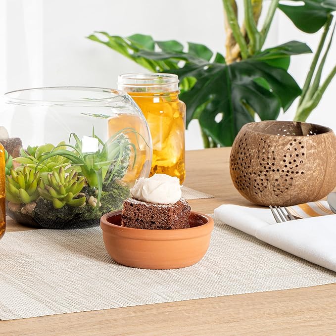 Restaurantware Terracotta Cazuela Bowls 2 Pack of 5 oz Durable Rustic Serving Dish Glazed Oven-Safe Bowl Freezer-Safe Tapas Dish Microwave-Safe Dishwasher-Safe