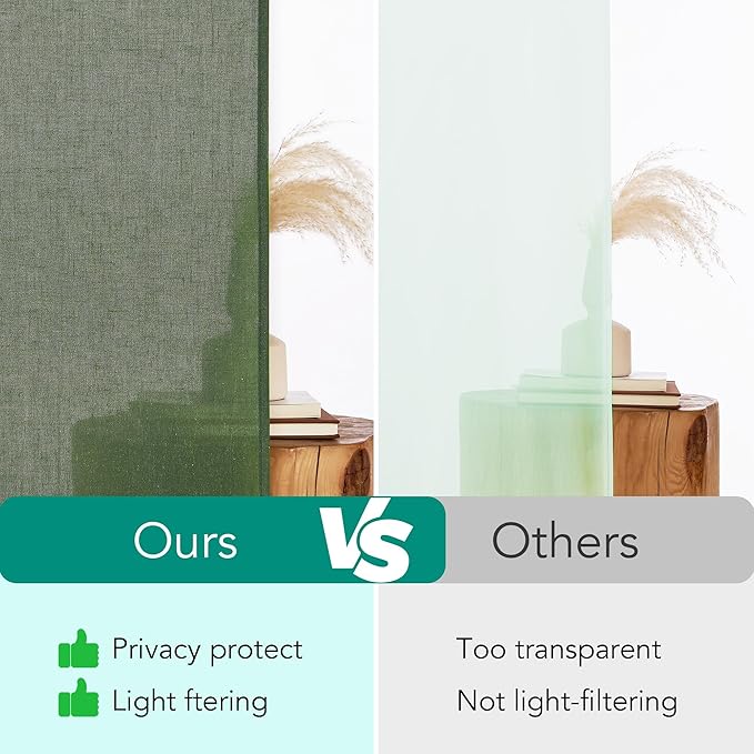 NICETOWN Forest Green Linen Door Curtains for French Door Windows, 26 x 68 Inch for Glass Window, Thermal Insulated Shade for Bedroom, 1 Panel