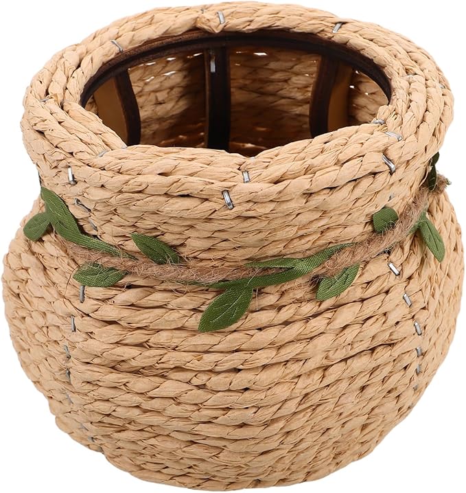 Luxshiny Woven Flower Basket Vase Handmade Decorative Floor Vase with Nordic Design for Organizing Items Unique Tabletop Planter for Living Room Study Room