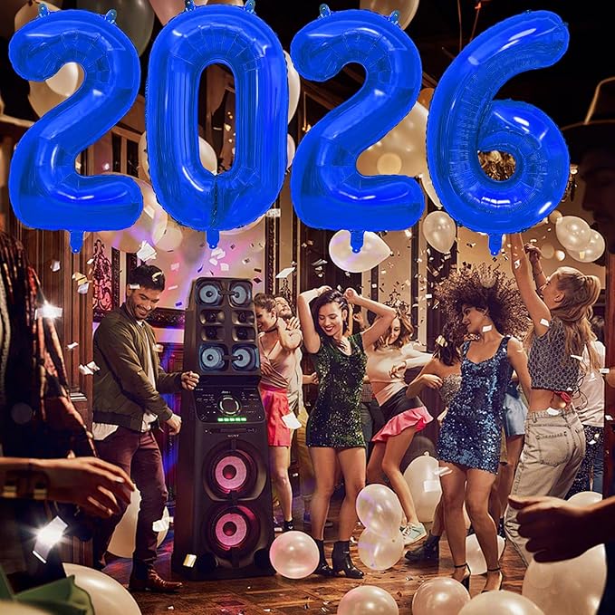 2026 Balloons New Years Eve Party Supplies - 40" Large Deep Blue Foil Number Balloon New Years Decorations Graduation Balloons Class of 2026 Happy New Year Birthday Anniversary Graduation Decorations