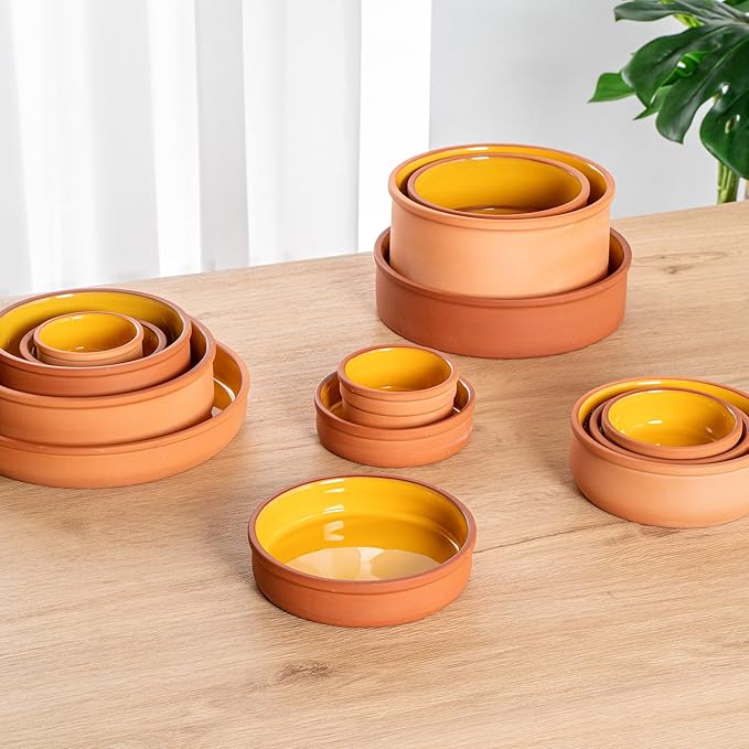 Restaurantware Terracotta Cazuela Bowls 2 Pack of 15 oz Durable Rustic Serving Dish Glazed Oven-Safe Bowl Freezer-Safe Tapas Dish Microwave-Safe Dishwasher-Safe