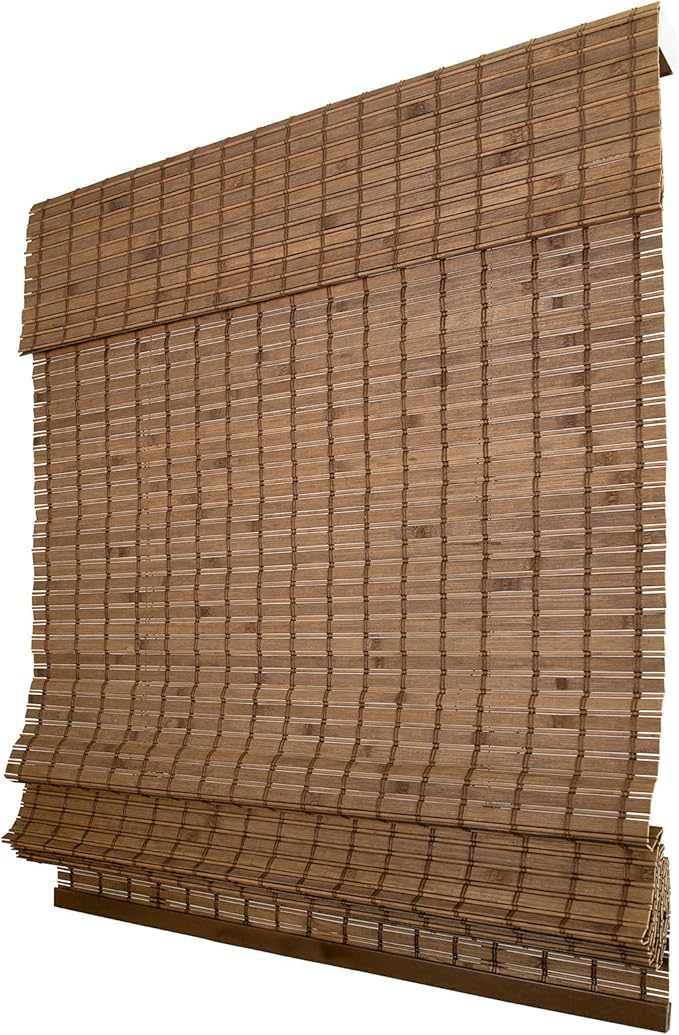 CHICOLOGY Bamboo Roman Shades - Designer Eco-Friendly Light Filtering Window Blinds, Ideal for Home & Patio, Premium Quality, Pinecone, 36" W X 64" H
