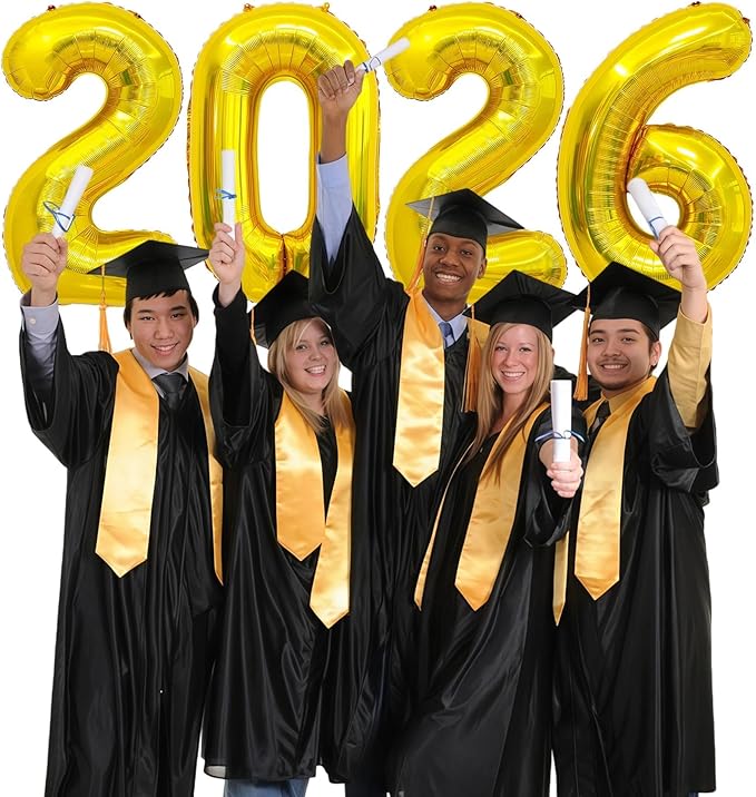 Gold 2026 Balloons, 40 Inch 2026 Number Balloon Foil New Year Balloon Numbers for New Years Eve Party Graduation Party Decoration