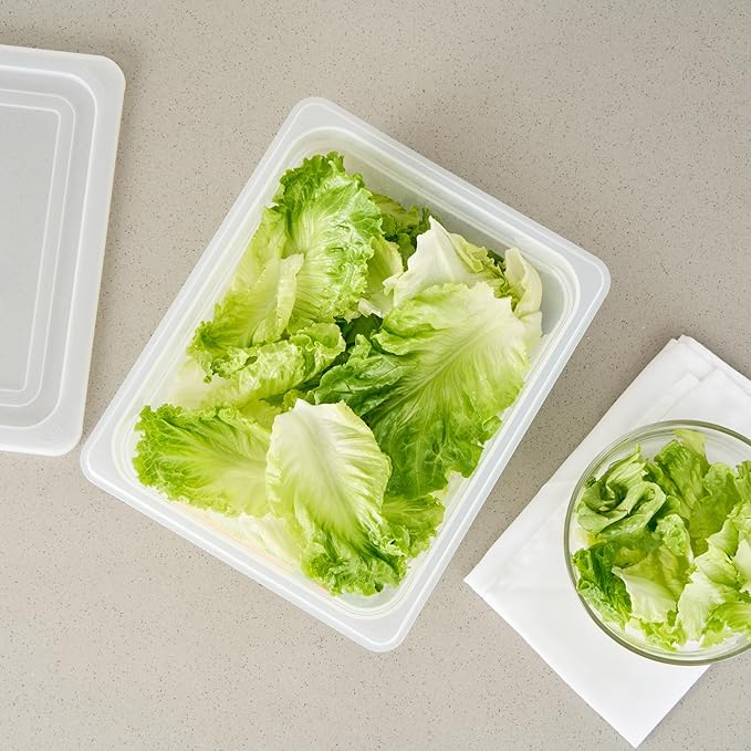 Restaurantware Food Storage Container 10 Pack of 12.7 x 10.3 x 3.9 Inches Plastic Stackable Storage Box White Reusable Label Container Dishwasher Safe For Restaurants And Kitchens