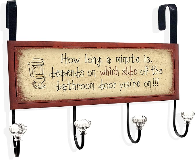 Stupell Home Décor How Long A Minute Is Over The Door Hanger, 12 x 10.5 x 2, Proudly Made in USA