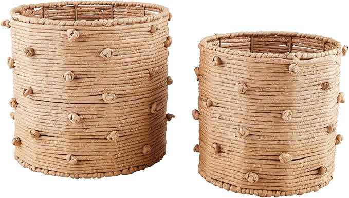 Mud Pie Knot Paper Rope Basket; Small 11" X 11" Dia | Large 13" X 13 1/2" Dia