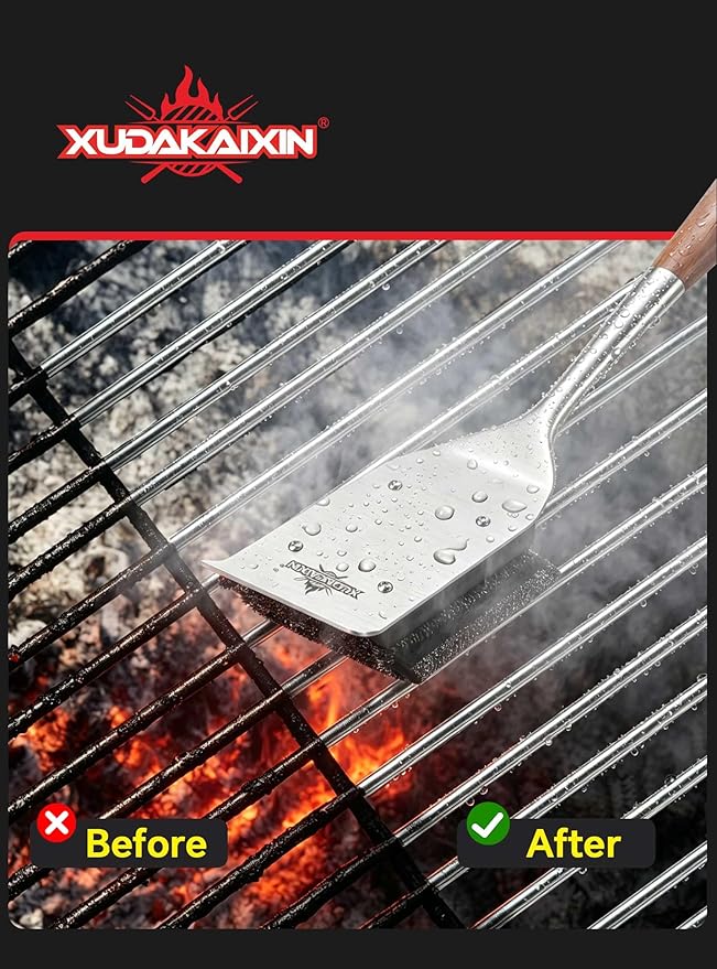 XUDAKAIXIN Bristle-Free Steam Grill Brush,No Bristle Shedding,with 2 Replacement Head. Ultra Safe & Efficient Cleaner for Cast Iron and Stainless Steel Outdoor Grills