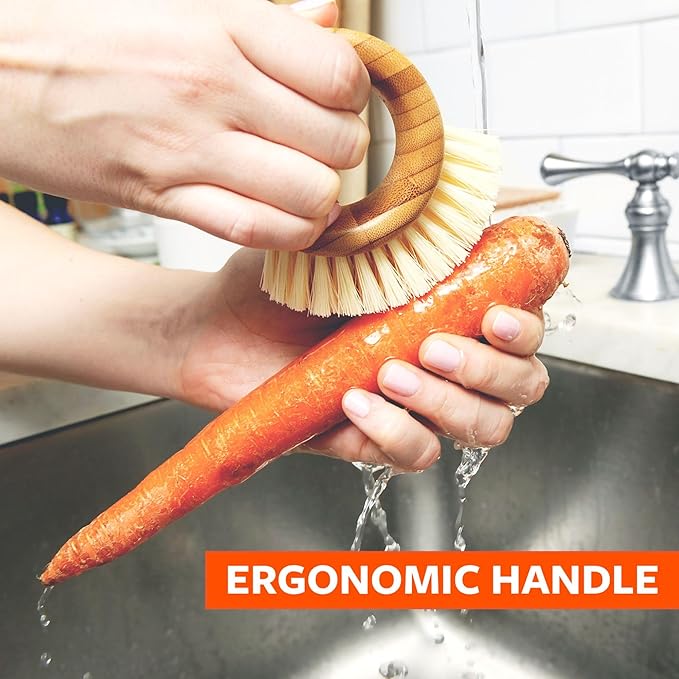 Full Circle The Ring - Bamboo Vegetable and Fruit Cleaning Brush - A Versatile Food Scrubber for Potatoes, Mushrooms, and Veggies