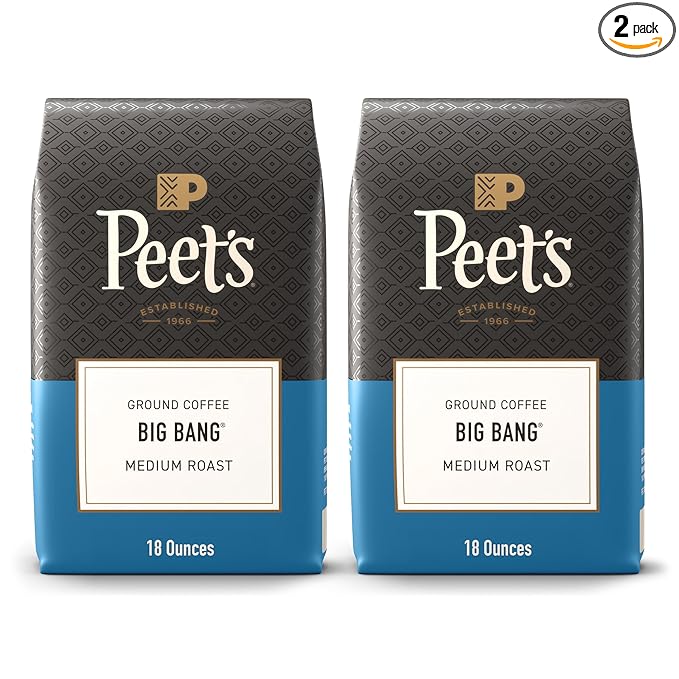 Peet's Coffee Medium Roast Ground Coffee | Big Bang | 36 Ounces | 2 Bags