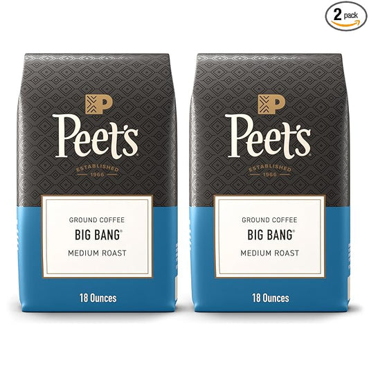 Peet's Coffee Medium Roast Ground Coffee | Big Bang | 36 Ounces | 2 Bags