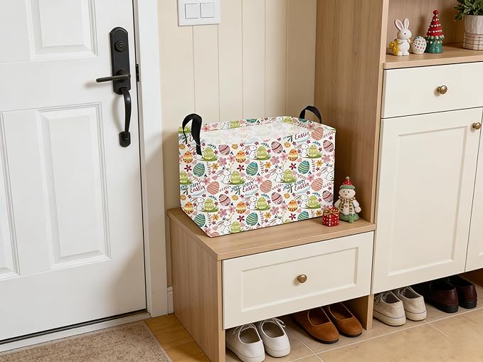 Essme Rectangular Easter Basket,Kids Baskets Empty with Handles,Cute Baskets for Kids Room Decor,Boys and Girls, Gift Basket