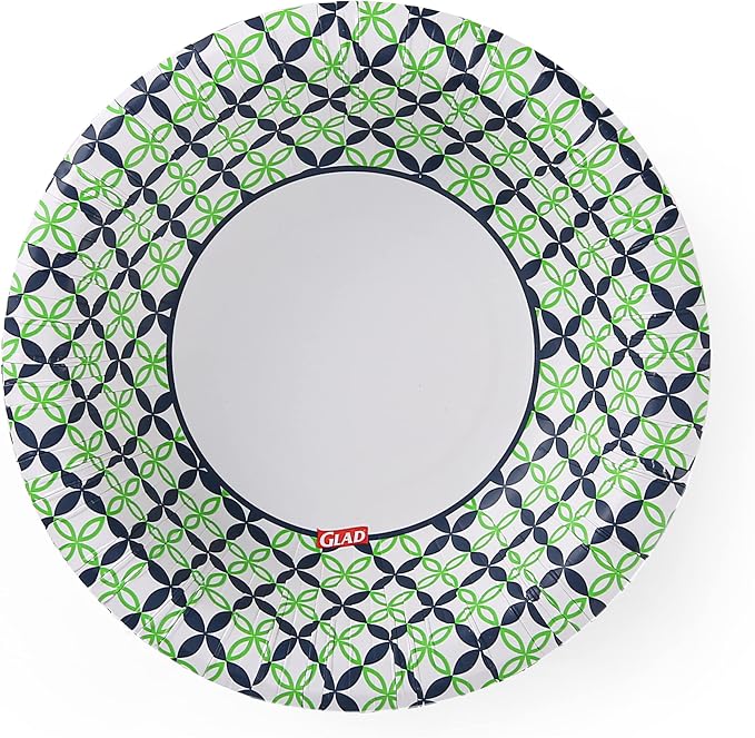 Glad Round Disposable Paper Bowls, Happy Daisies Design - Heavy Duty, Soak-Proof, Cut-Resistant, Microwavable Paper Bowls for All Foods and Daily Use, 16 oz, 40 Count
