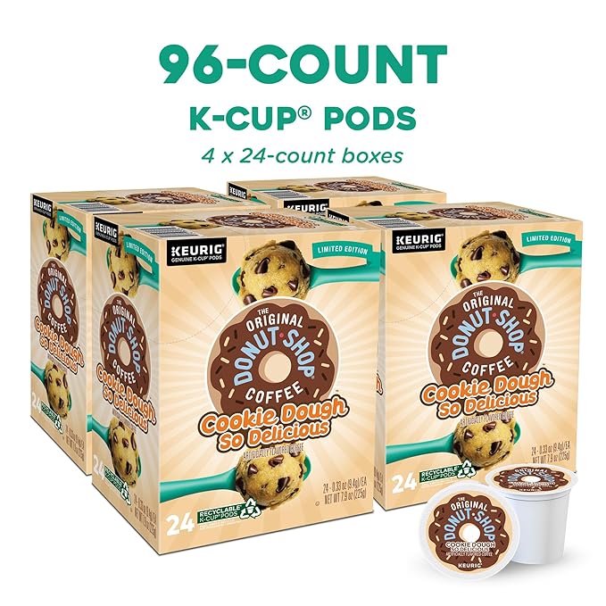 The Original Donut Shop Cookie Dough So Delicious, Keurig Single Serve K-Cup Pods, Flavored Coffee, 96 Count