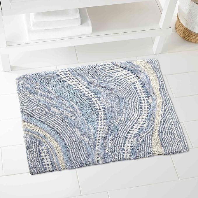 Avanti Linens - Bath Rug, Cotton Bath Mat, Durable Home Essentials (Waves Blue, 20" x 30")