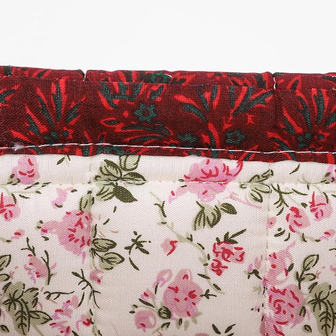 Quilted Fabric Storage Basket Floral Baby Diaper Caddy Quilted Basket for Nursery Bedroom Car Storage